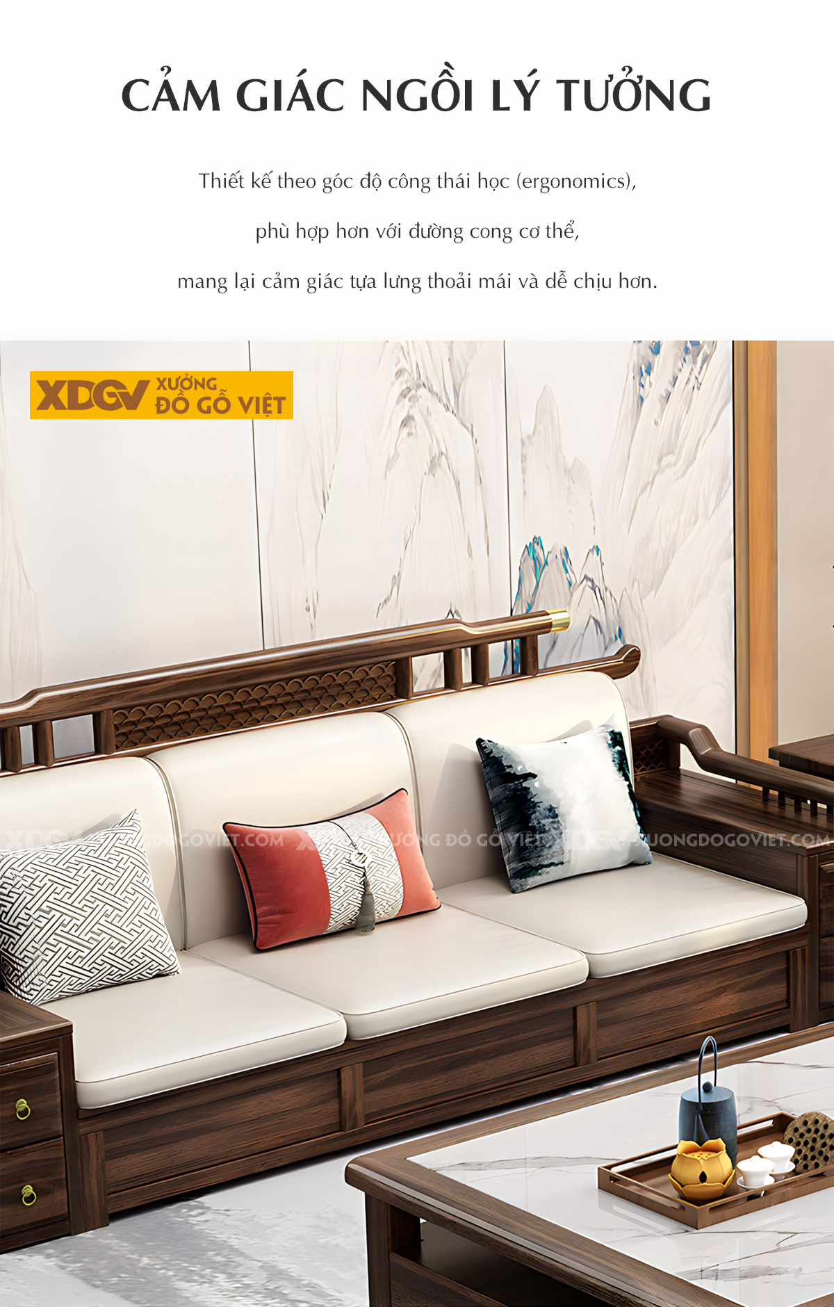 Bộ Sofa Óc Chó Phòng Khách Trung Hoa Á Đông Đẹp Sang Trọng