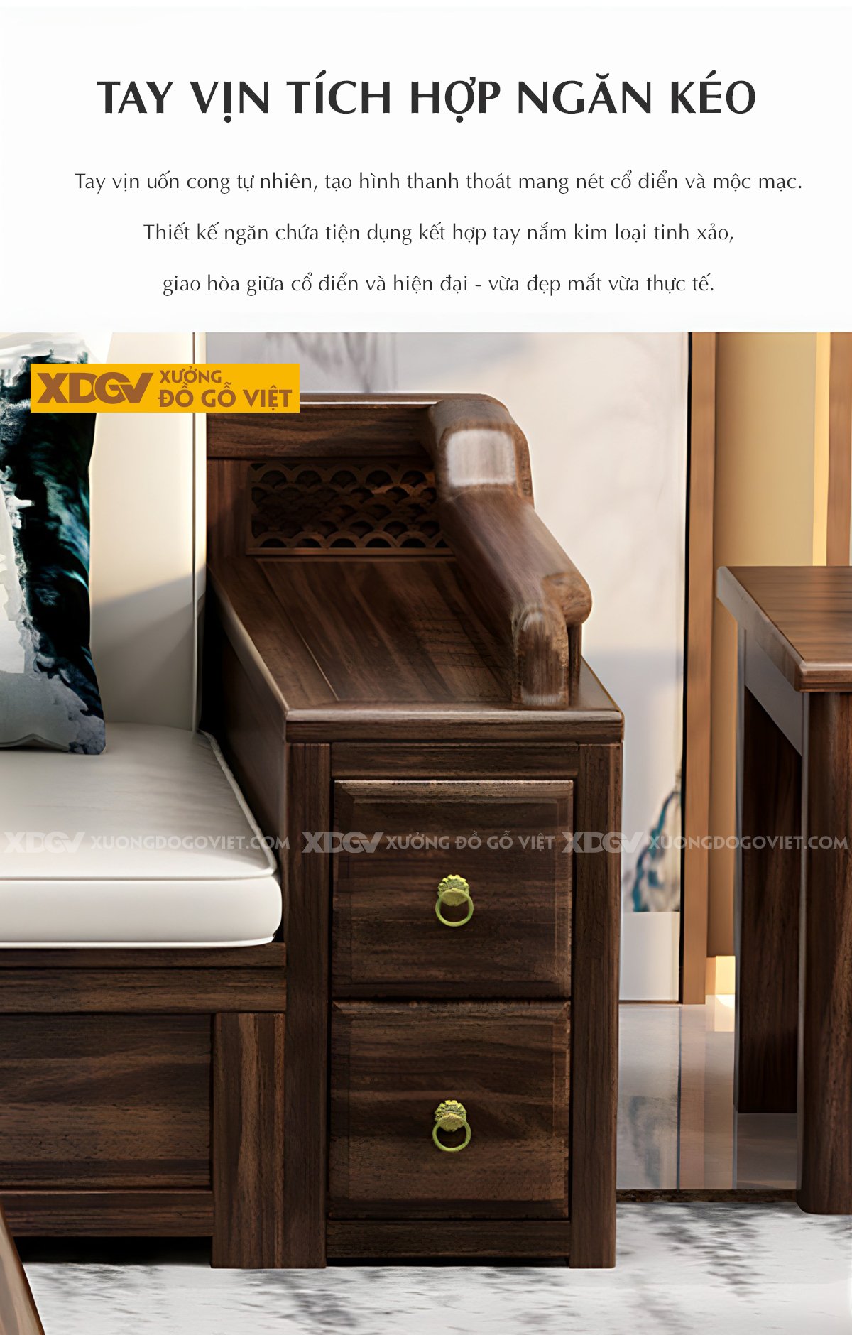 Bộ Sofa Óc Chó Phòng Khách Trung Hoa Á Đông Đẹp Sang Trọng