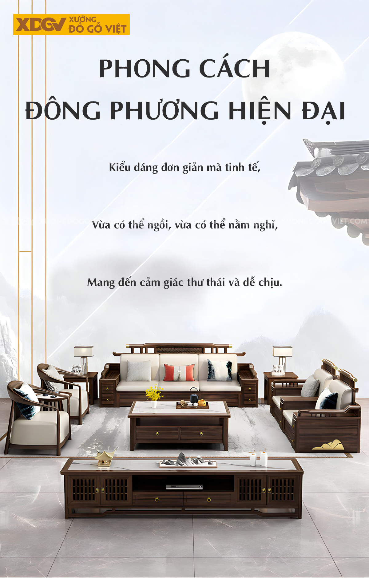 Bộ Sofa Óc Chó Phòng Khách Trung Hoa Á Đông Đẹp Sang Trọng