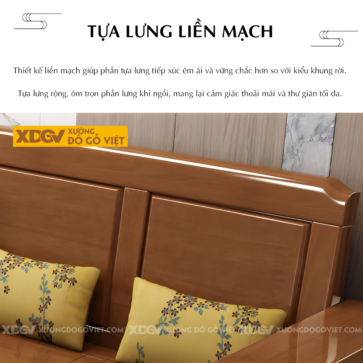 Bộ Sofa Phòng Khách Căm Xe Tự Nhiên Lưng Gỗ Tấm Pano Đẹp