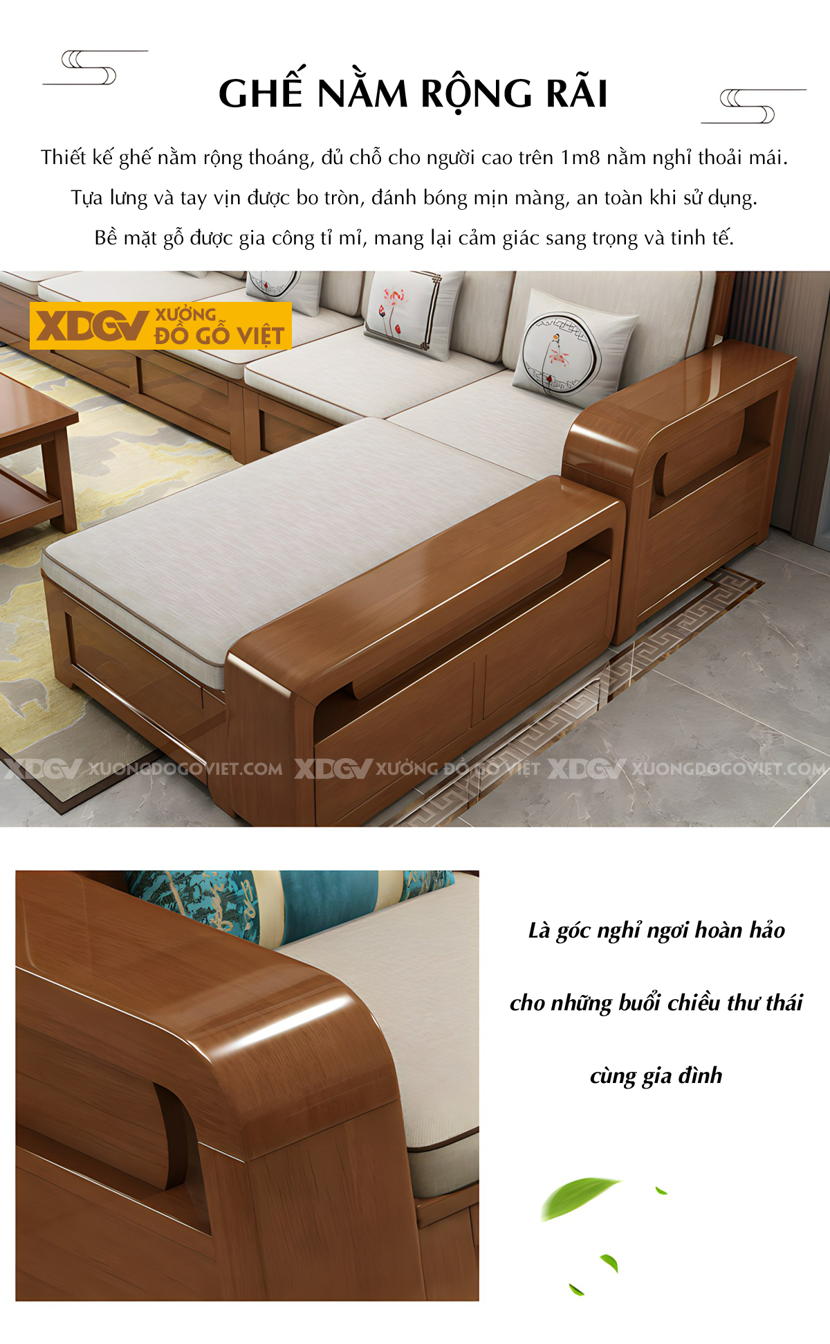 Bộ Sofa Phòng Khách Căm Xe Tự Nhiên Lưng Gỗ Tấm Pano Đẹp