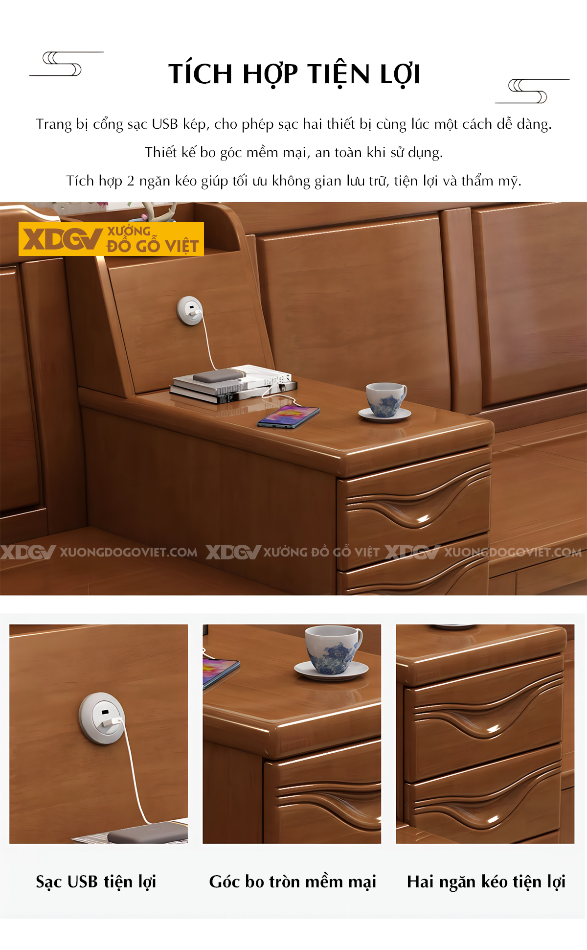 Bộ Sofa Phòng Khách Căm Xe Tự Nhiên Lưng Gỗ Tấm Pano Đẹp