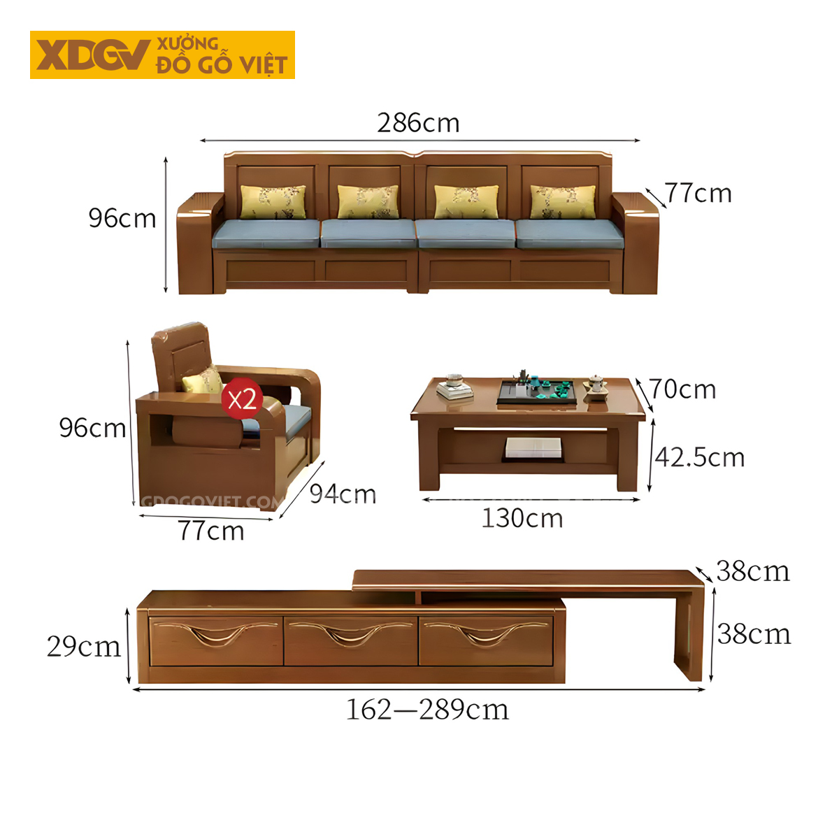 Bộ Sofa Phòng Khách Căm Xe Tự Nhiên Lưng Gỗ Tấm Pano Đẹp