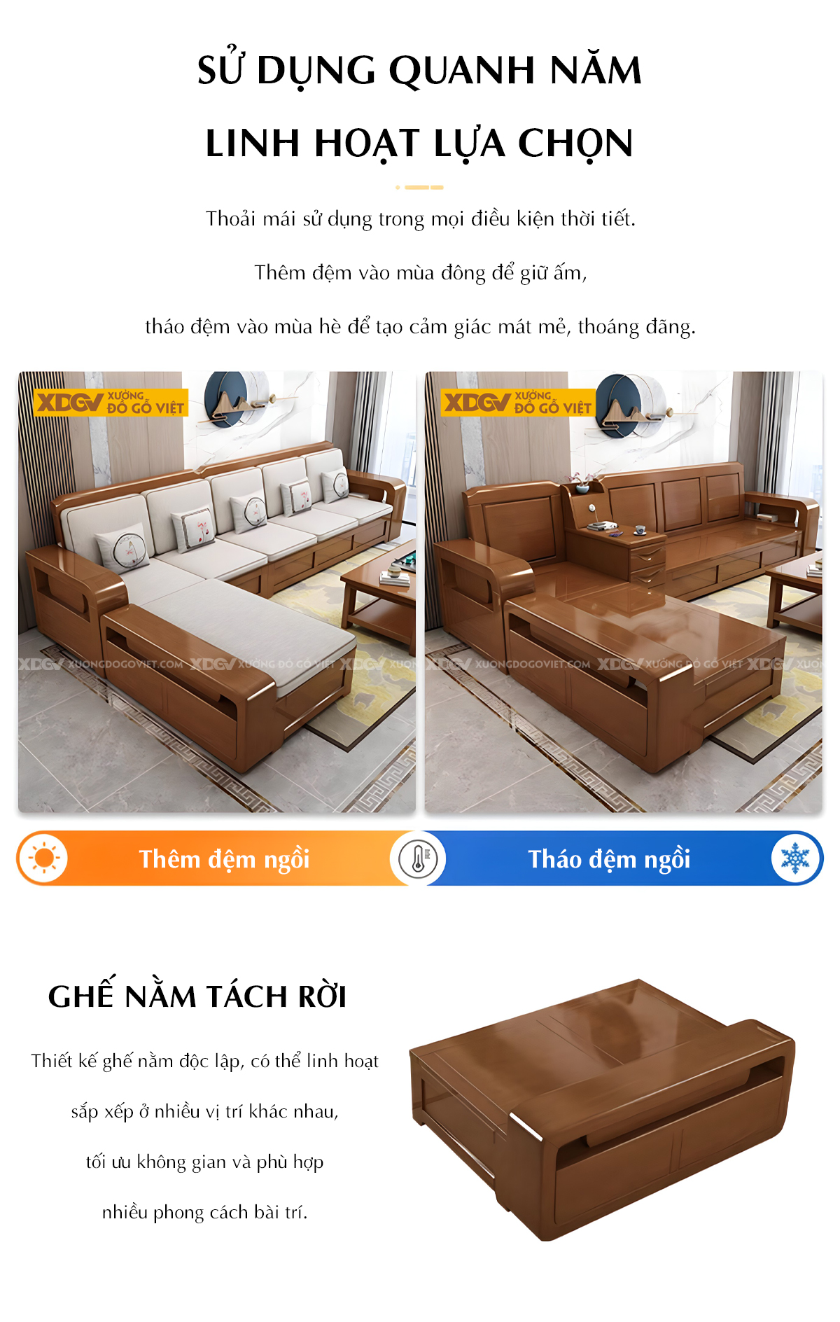 Bộ Sofa Phòng Khách Căm Xe Tự Nhiên Lưng Gỗ Tấm Pano Đẹp