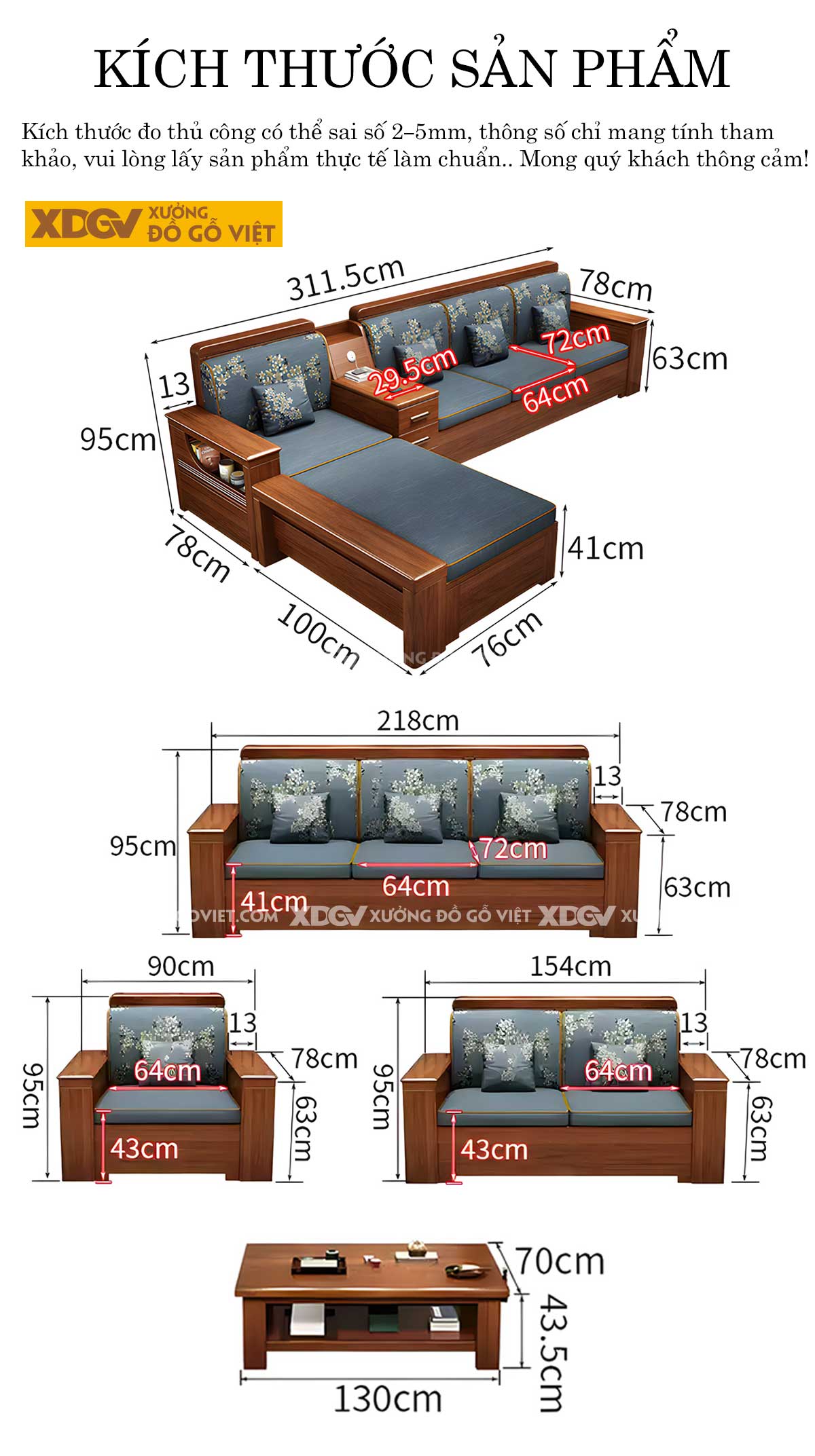 Bộ Sofa Phòng Khách Gỗ Gõ Đỏ Tay Dày Tích Hợp Ngăn Chứa Đồ