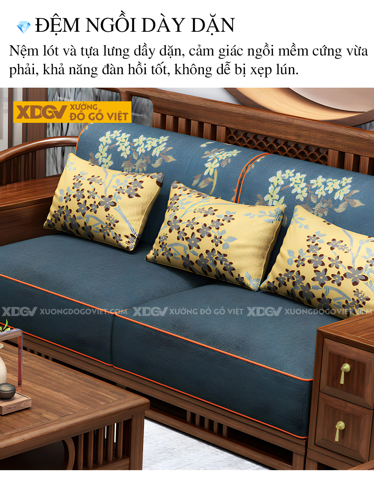 Bộ Sofa Phòng Khách Gỗ Lim Trung Hoa Bọc Nệm Dày Sang Trọng