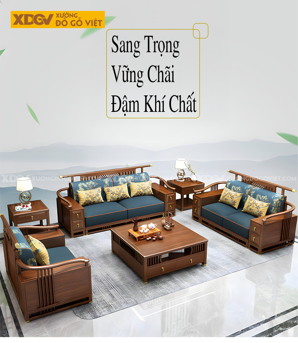 Bộ Sofa Phòng Khách Gỗ Lim Trung Hoa Bọc Nệm Dày Sang Trọng