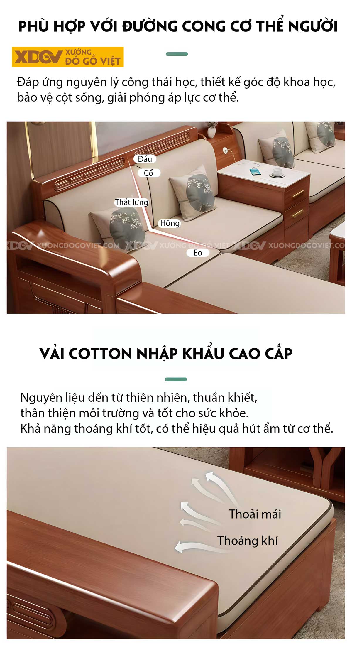 Bộ Sofa Phòng Khách Gỗ Sồi Á Đông Đầu Bo Góc Tay Uốn Lượn