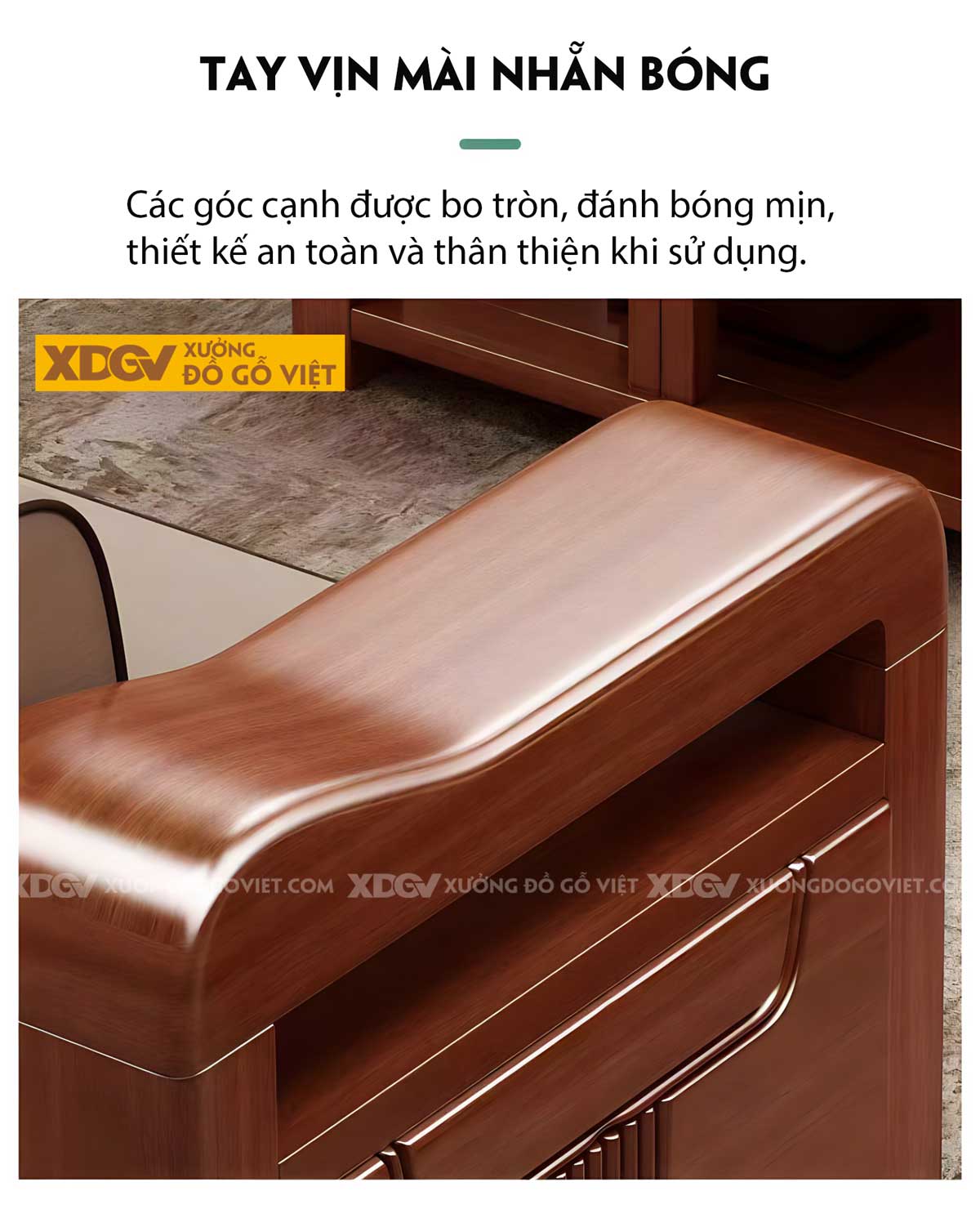 Bộ Sofa Phòng Khách Gỗ Sồi Á Đông Đầu Bo Góc Tay Uốn Lượn