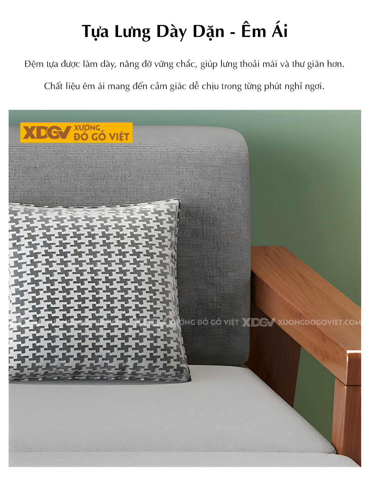 Bộ Sofa Phòng Khách Gỗ Sồi Bọc Nệm Tối Giản Tựa Nan Mới