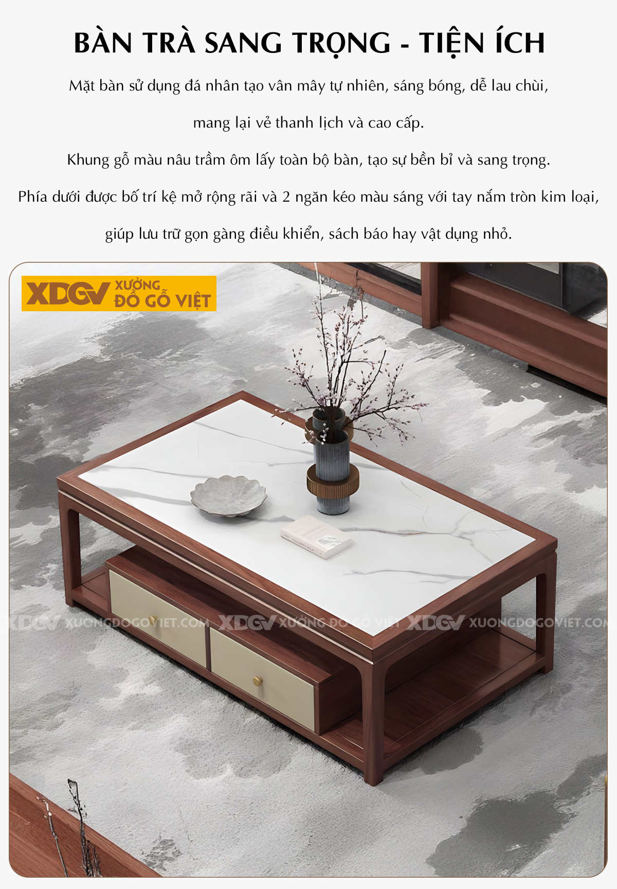 Bộ Sofa Phòng Khách Óc Chó Tân Trung Hoa Cổ Điển Sang Trọng