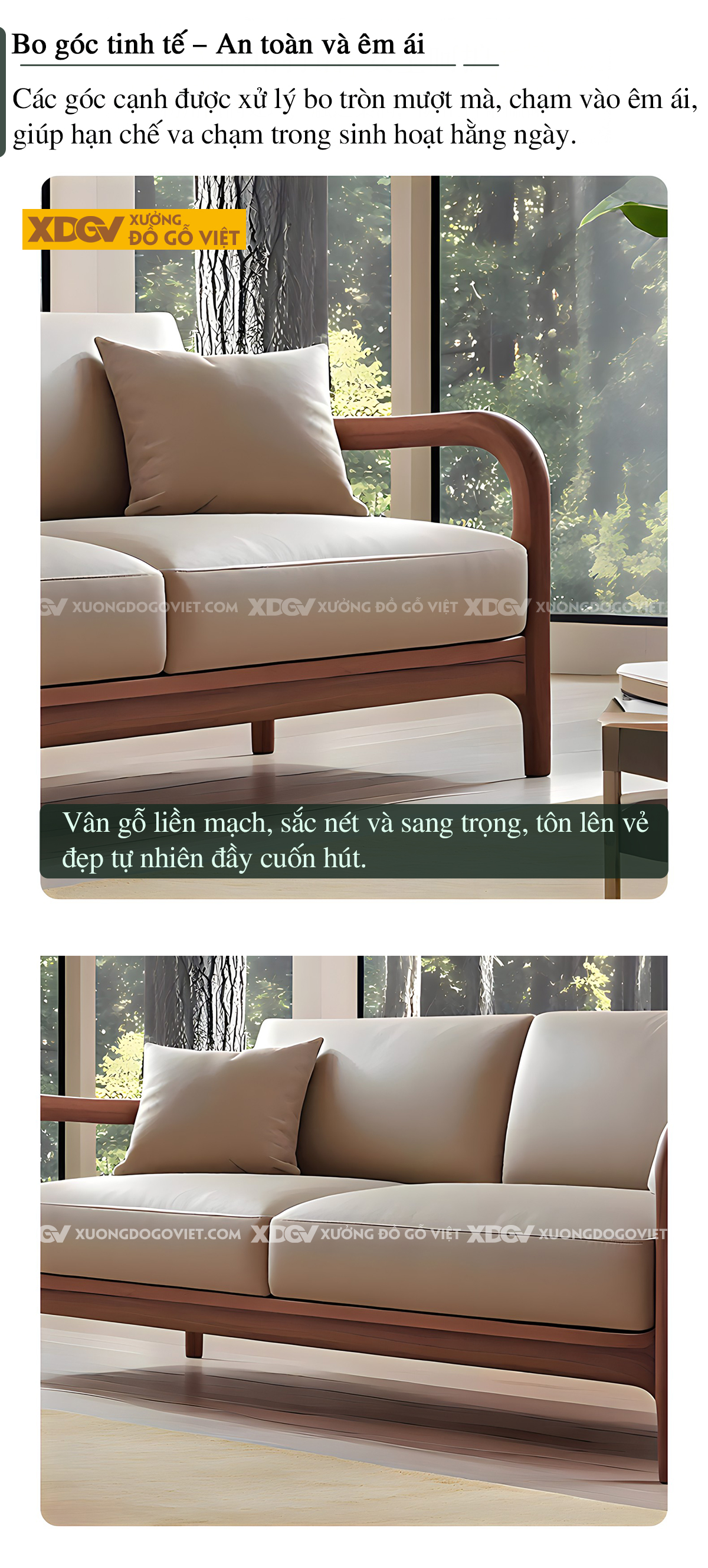 Ghế Sofa Gỗ Lim Á Đông Chân Cao Tay Tựa Uốn Cong Mềm Mại