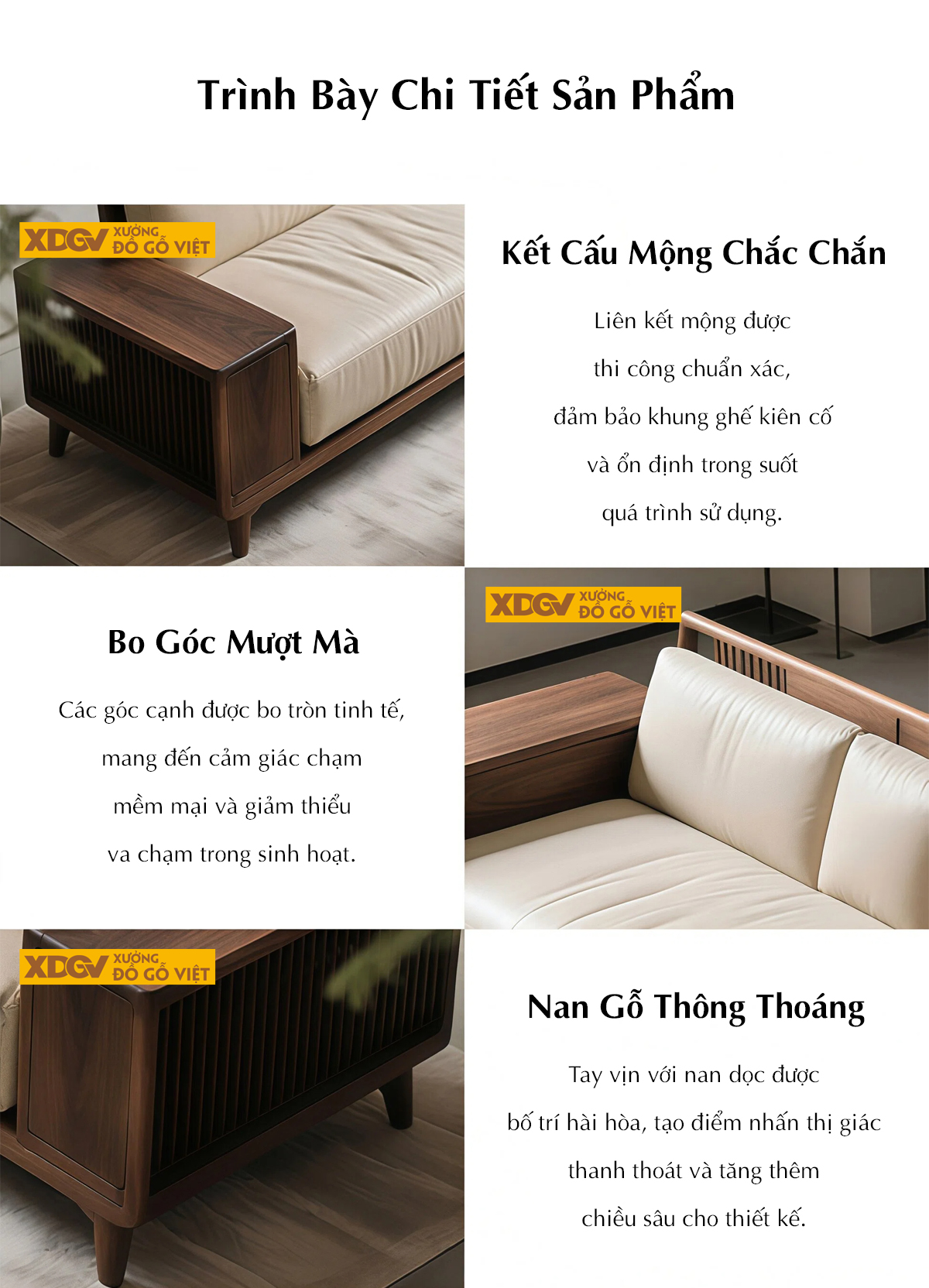 Ghế Sofa Gỗ Óc Chó Sang Trọng Thiết Kế Dáng Thuyền Độc Đáo