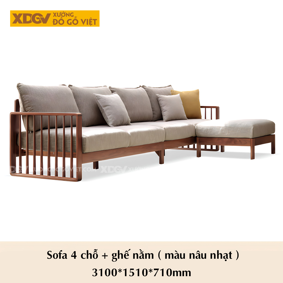 Ghế Sofa Gỗ Sồi Góc L Á Đông Thanh Nan Tiện Tròn Thanh Lịch