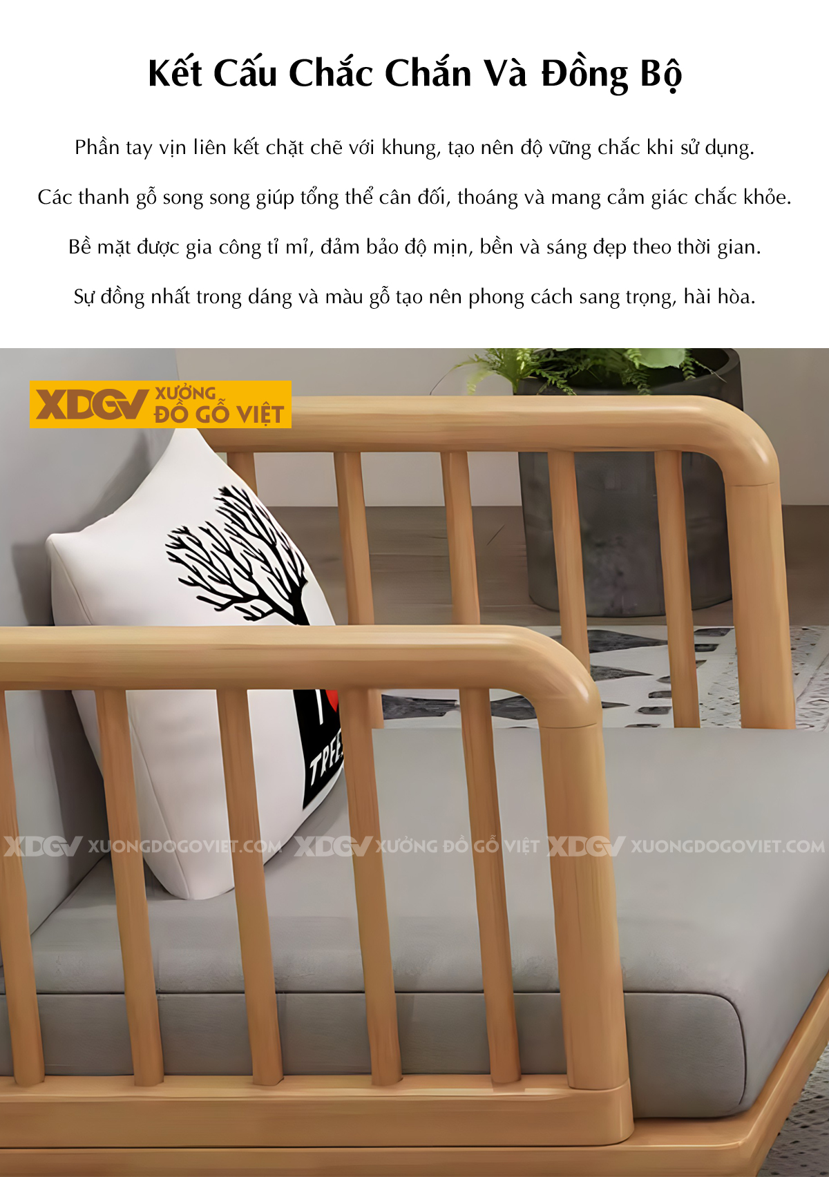 Ghế Sofa Phòng Khách Tay Vịn Cao Bo Tròn Khung Nan Lót Nệm