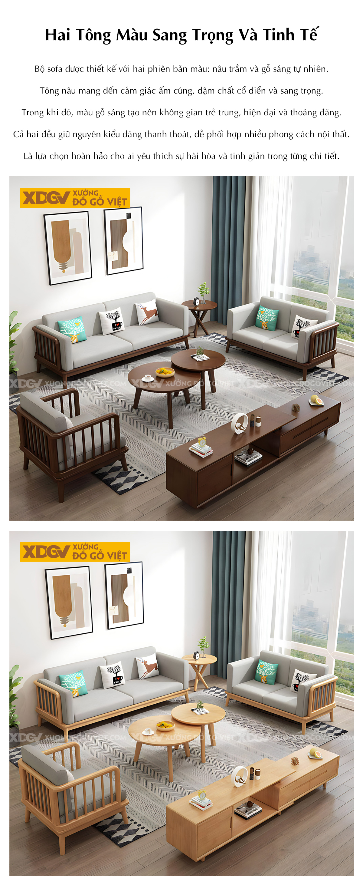 Ghế Sofa Phòng Khách Tay Vịn Cao Bo Tròn Khung Nan Lót Nệm