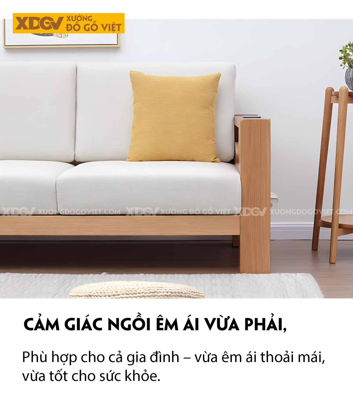 Ghế Sofa Sồi Gia Đình Phòng Khách Góc L Vuông Vức Tối Giản