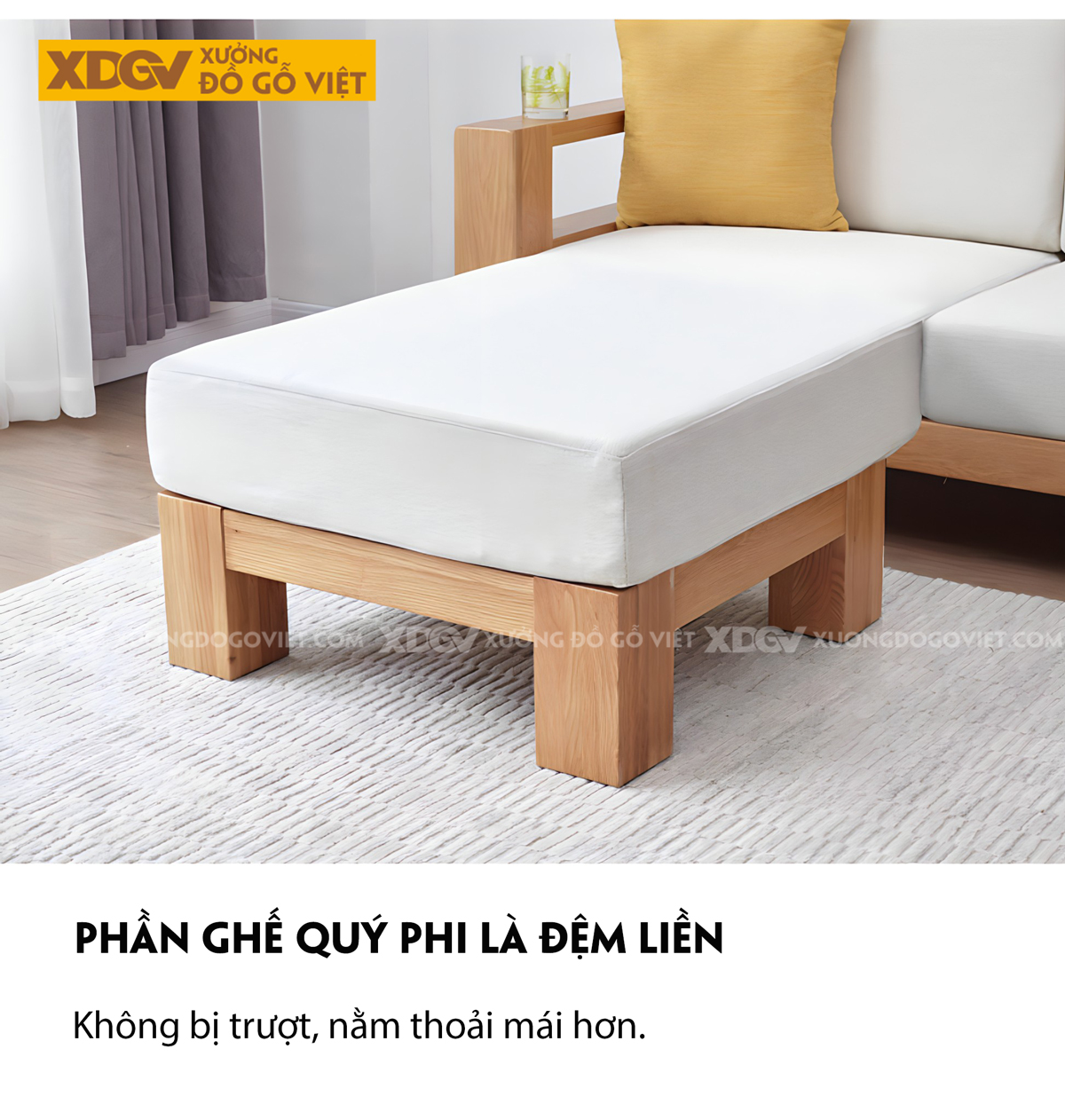 Ghế Sofa Sồi Gia Đình Phòng Khách Góc L Vuông Vức Tối Giản