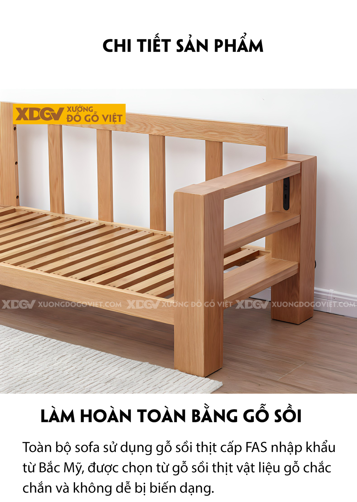 Ghế Sofa Sồi Gia Đình Phòng Khách Góc L Vuông Vức Tối Giản
