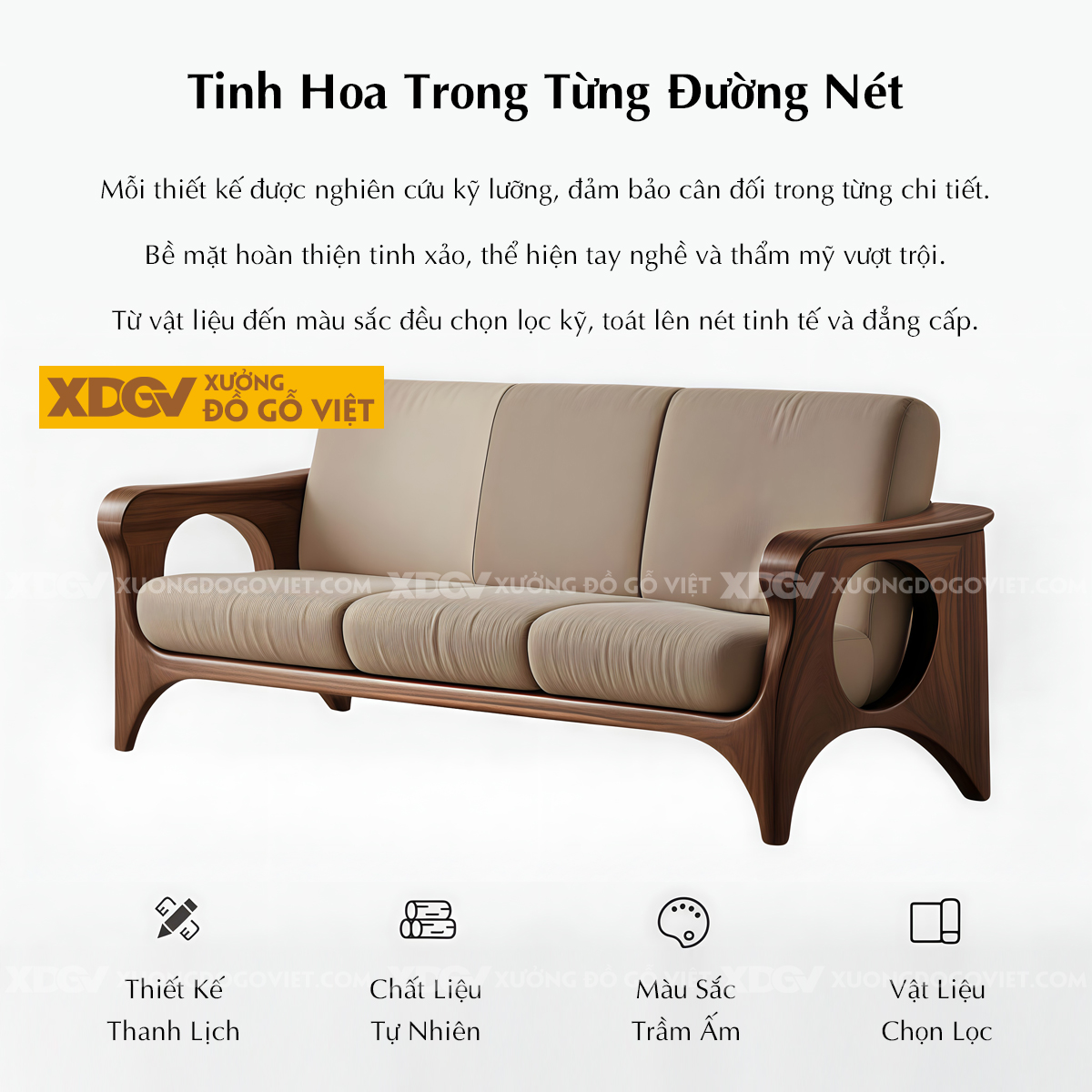 Ghế Sofa Sồi Mỹ Khung Ghép Liền Mạch Mềm Mại Sang Trọng
