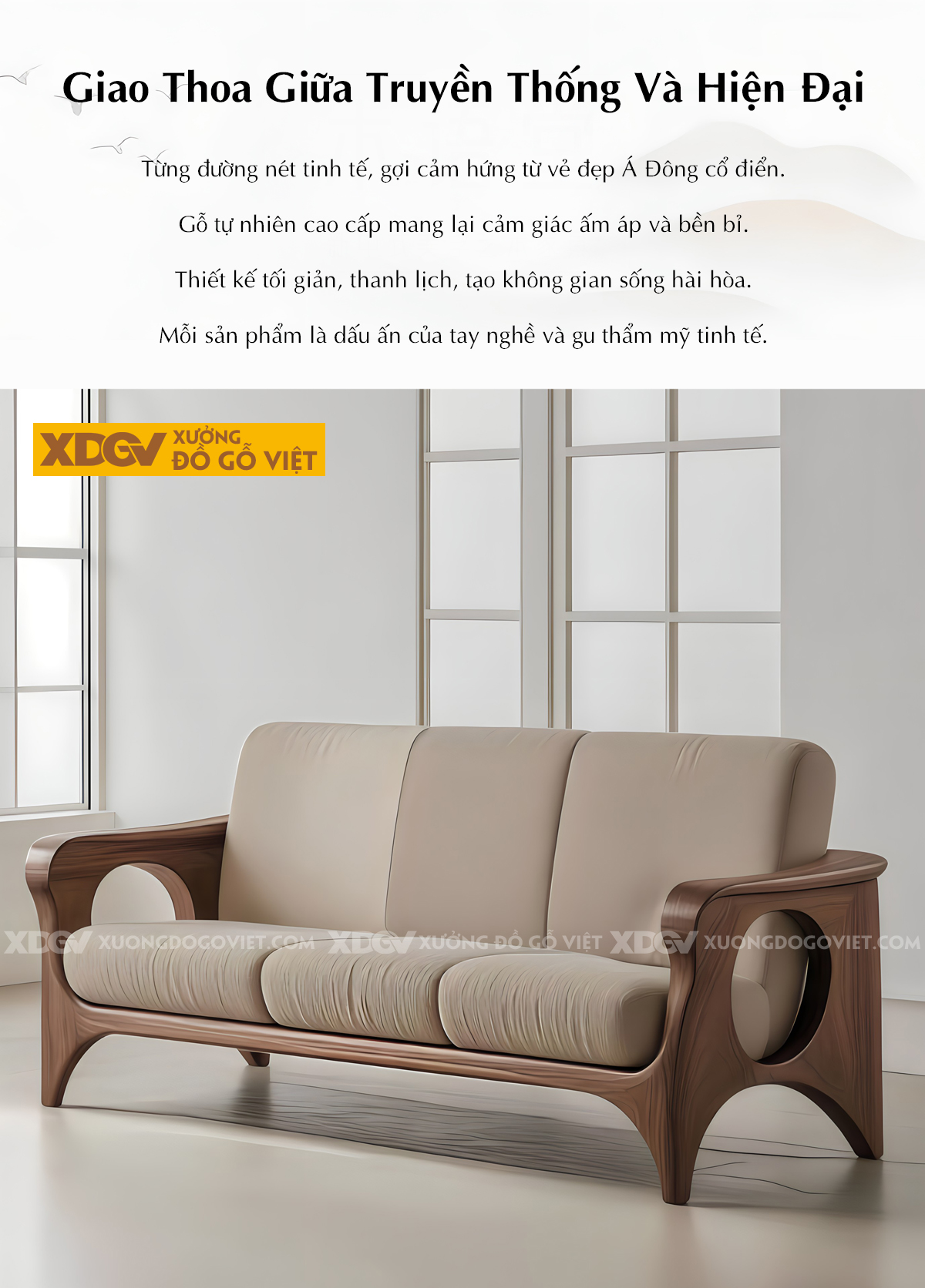 Ghế Sofa Sồi Mỹ Khung Ghép Liền Mạch Mềm Mại Sang Trọng