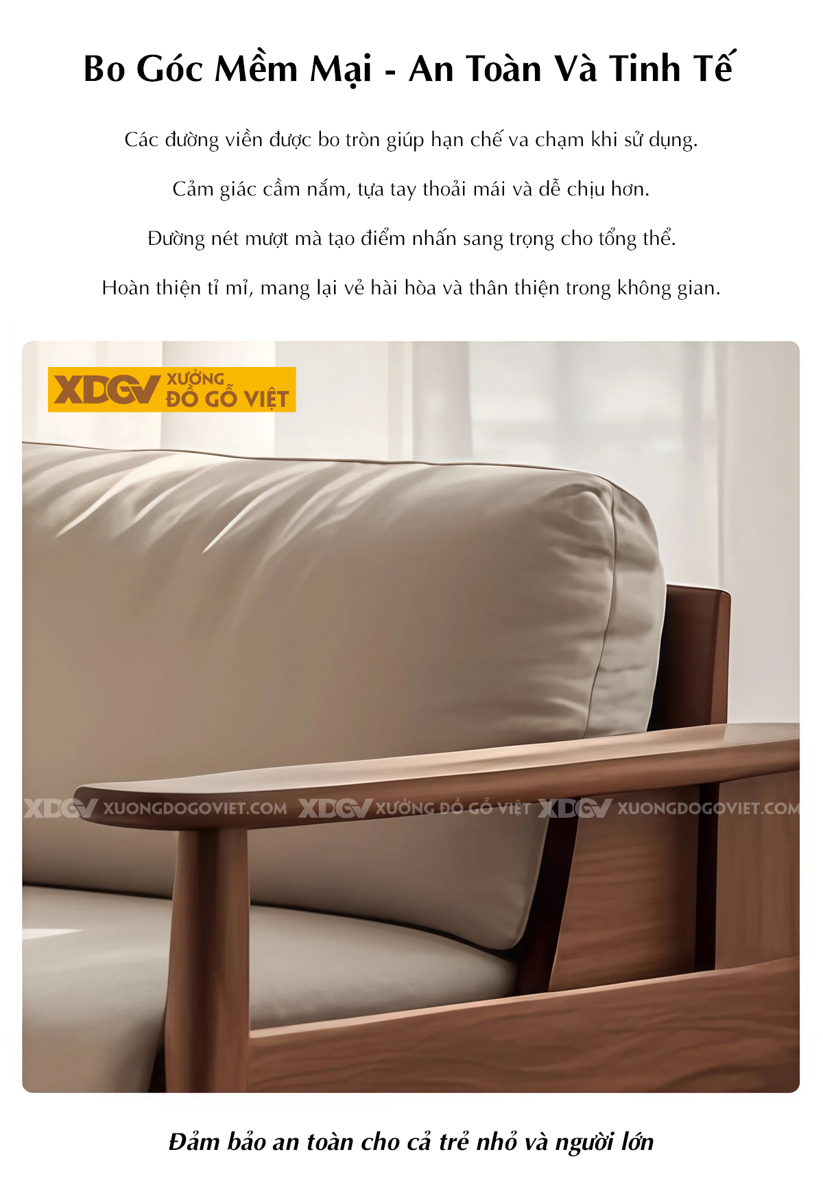 Ghế Sofa Văng Gỗ Óc Chó Bắc Âu Tay Mái Chèo Chân Côn