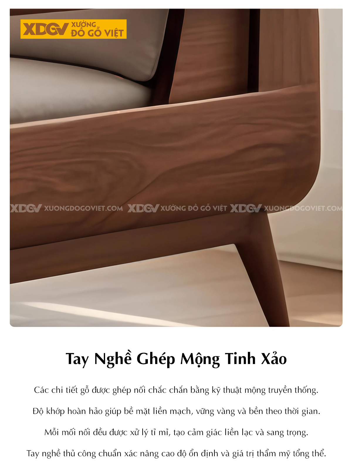Ghế Sofa Văng Gỗ Óc Chó Bắc Âu Tay Mái Chèo Chân Côn