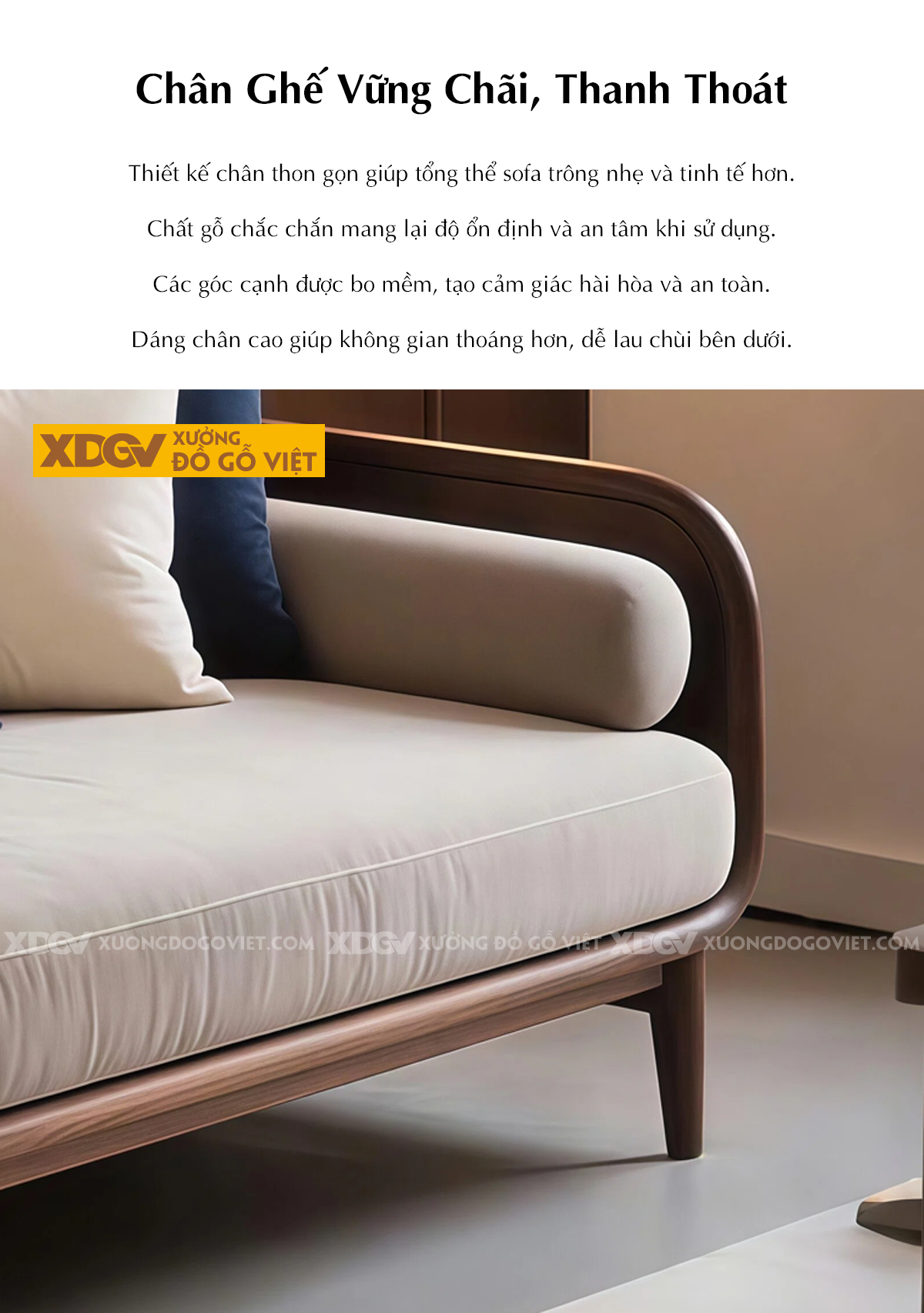 Ghế Sofa Văng Gỗ Sồi Mỹ Dáng Thuyền Uốn Cong Liền Mạch