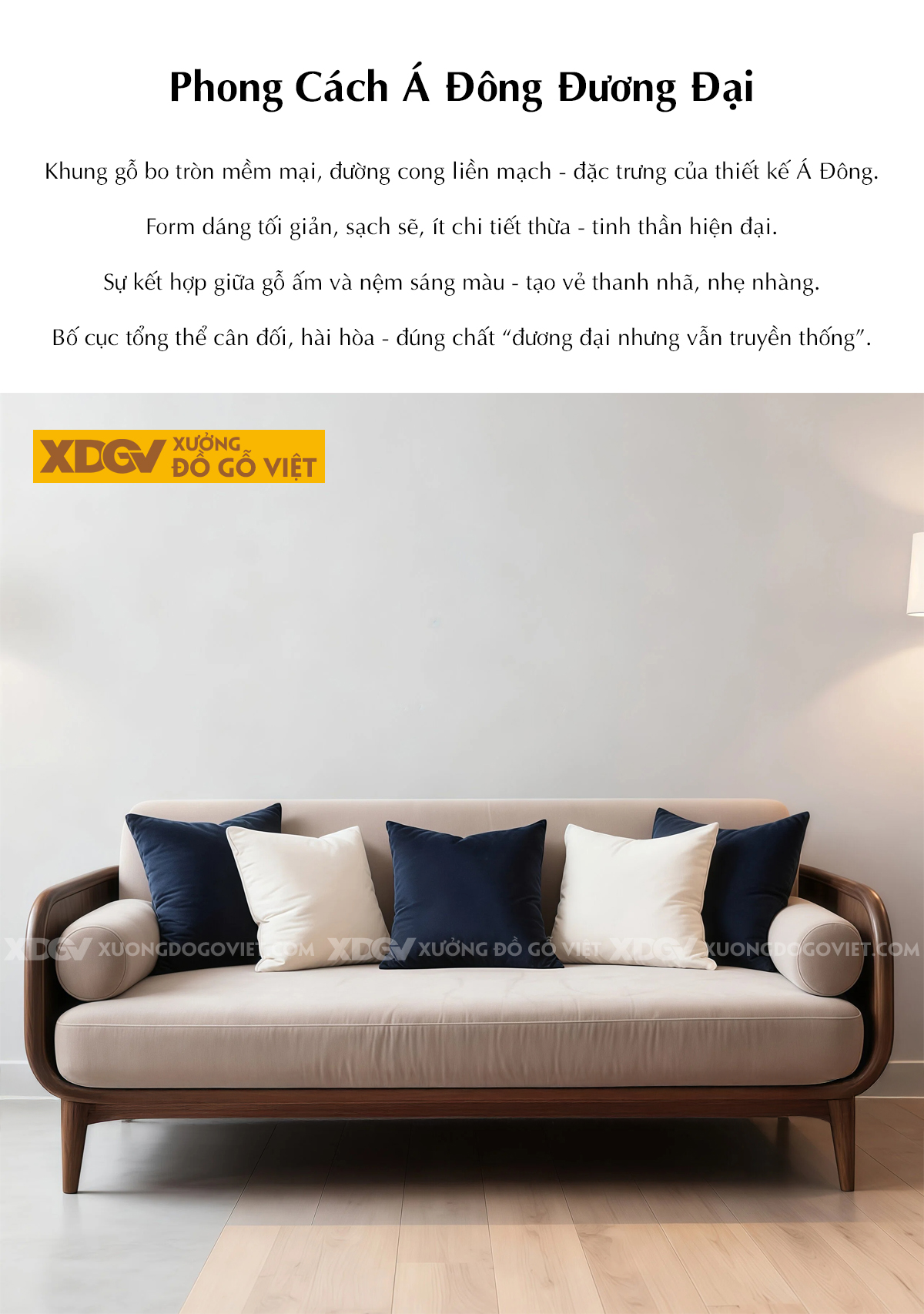 Ghế Sofa Văng Gỗ Sồi Mỹ Dáng Thuyền Uốn Cong Liền Mạch