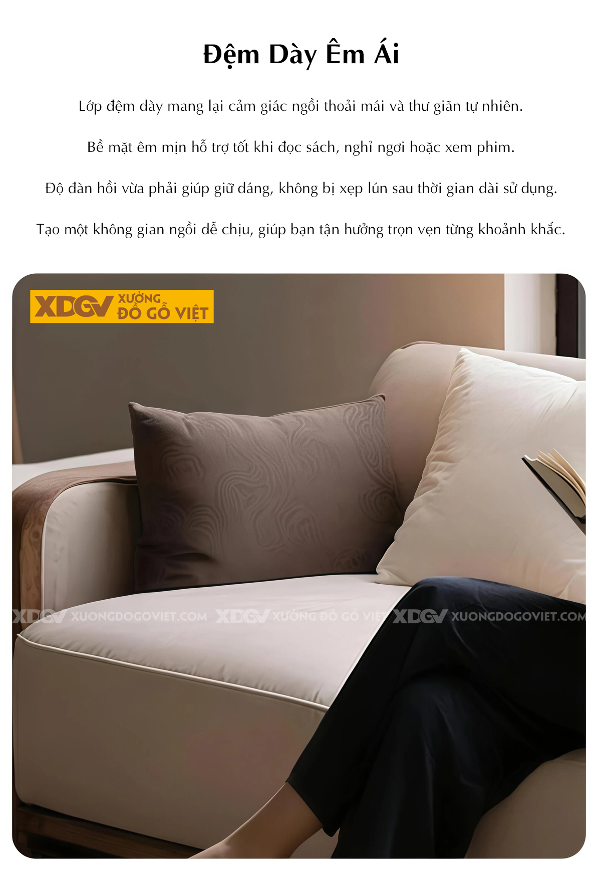 Ghế Sofa Văng Óc Chó Chân Quỳ Ốp Hông Tam Giác Sang Trọng