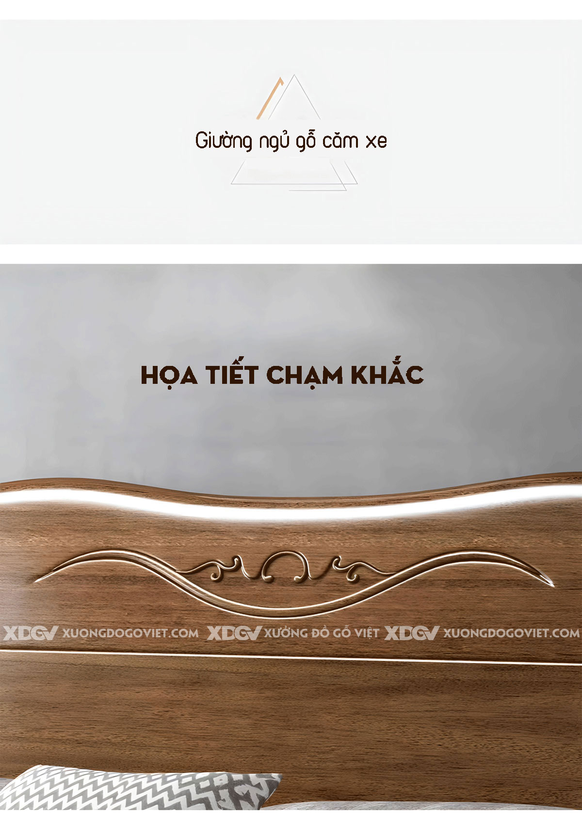 Giường Gỗ Căm Xe Tân Cổ Điển Họa Tiết Chạm Khắc Tinh Xảo