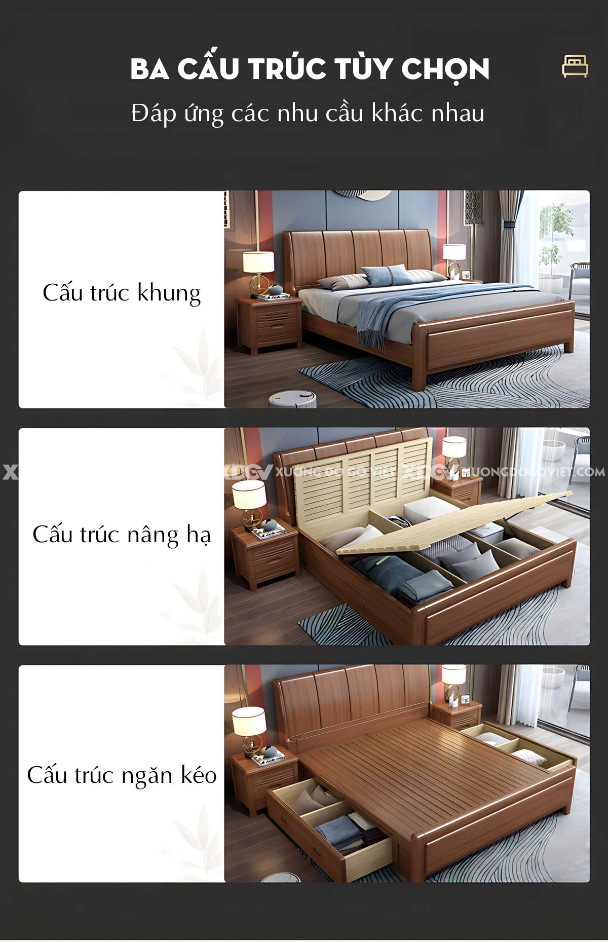 Giường Gỗ Căm Xe Tự Nhiên Đầu Ghép Tấm Dọc Liền Mạch