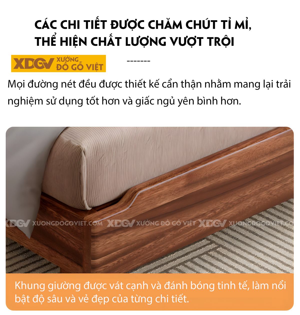 Giường Gỗ Lim Không Đầu Tối Giản Chân Cao Vân Tự Nhiên Đẹp