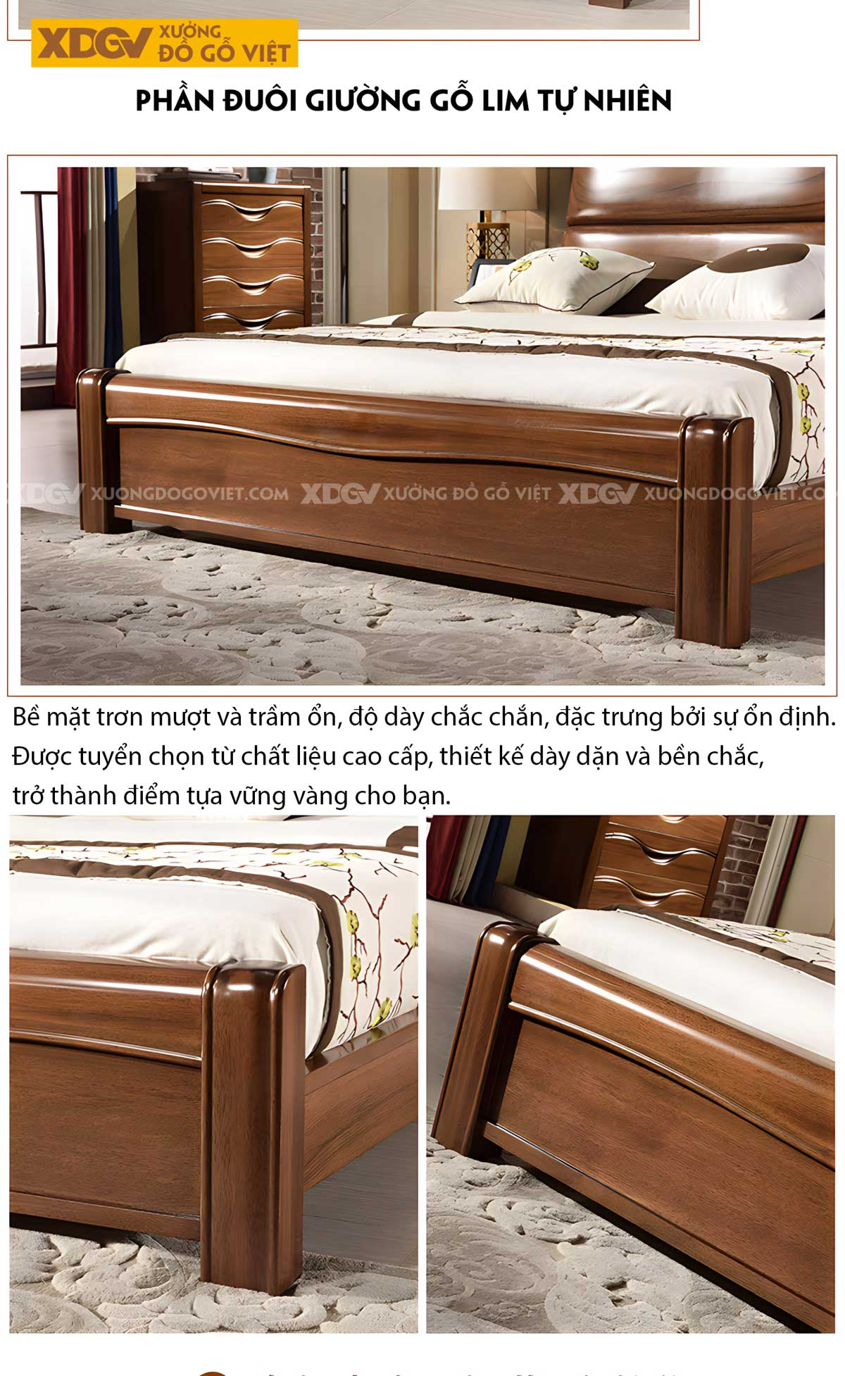 Giường Lim Tân Trung Hoa Gỗ Dày Dặn 2 Tầng Bề Thế Vững Chãi