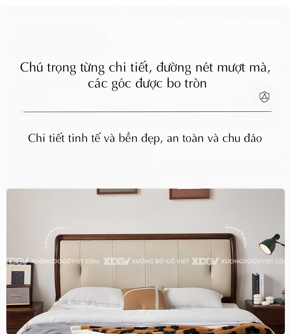 Giường Ngủ Căm Xe Hiện Đại Đầu Bọc Nệm Chỉ Dọc Rút Múi 2 Bên