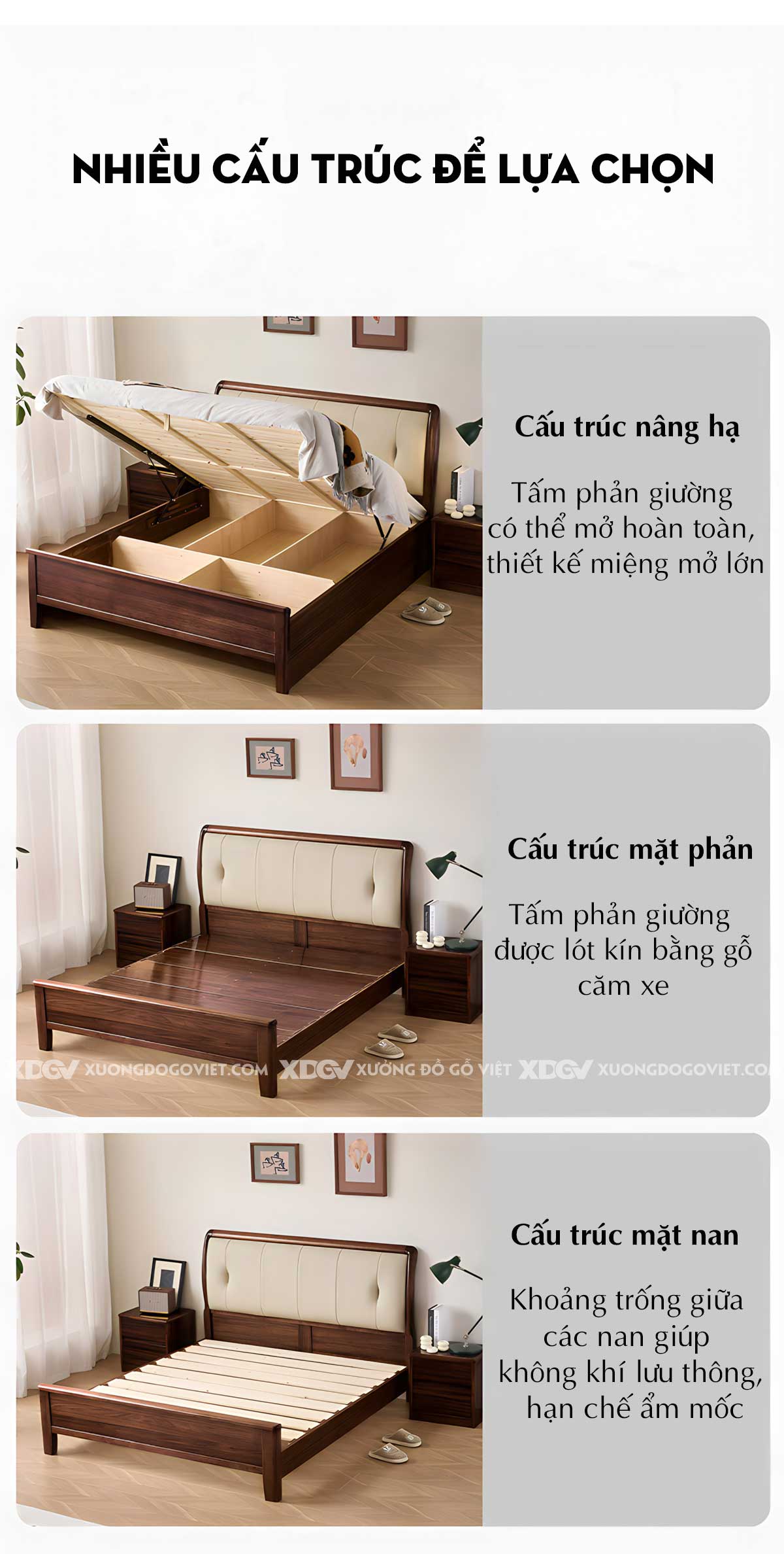 Giường Ngủ Căm Xe Hiện Đại Đầu Bọc Nệm Chỉ Dọc Rút Múi 2 Bên