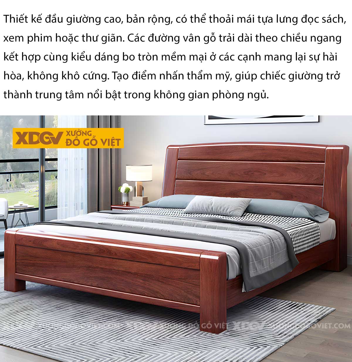 Giường Ngủ Gõ Đỏ Gỗ Dày Dặn Đầu Ghép Tấm Ngang 3 Tầng