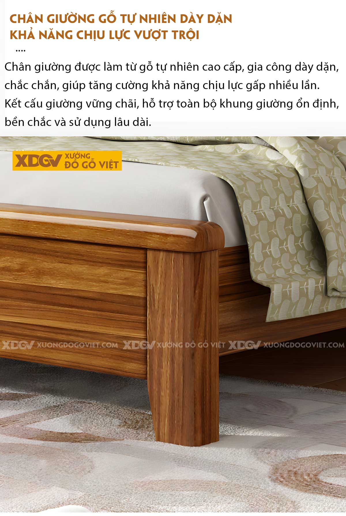 Giường Ngủ Gỗ Lim Đầu Bọc Nệm Chỉ Nổi Đối Xứng Sang Trọng