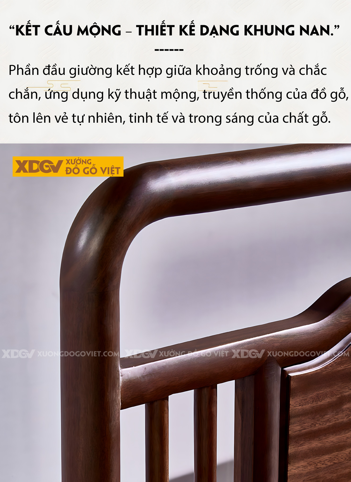 Giường Ngủ Gỗ Lim Hiện Đại Á Đông Đầu Khung Pano Viền Cong