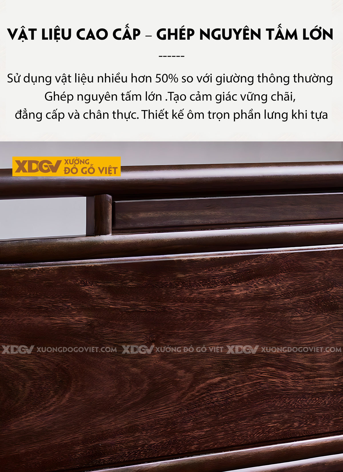 Giường Ngủ Gỗ Lim Hiện Đại Á Đông Đầu Khung Pano Viền Cong