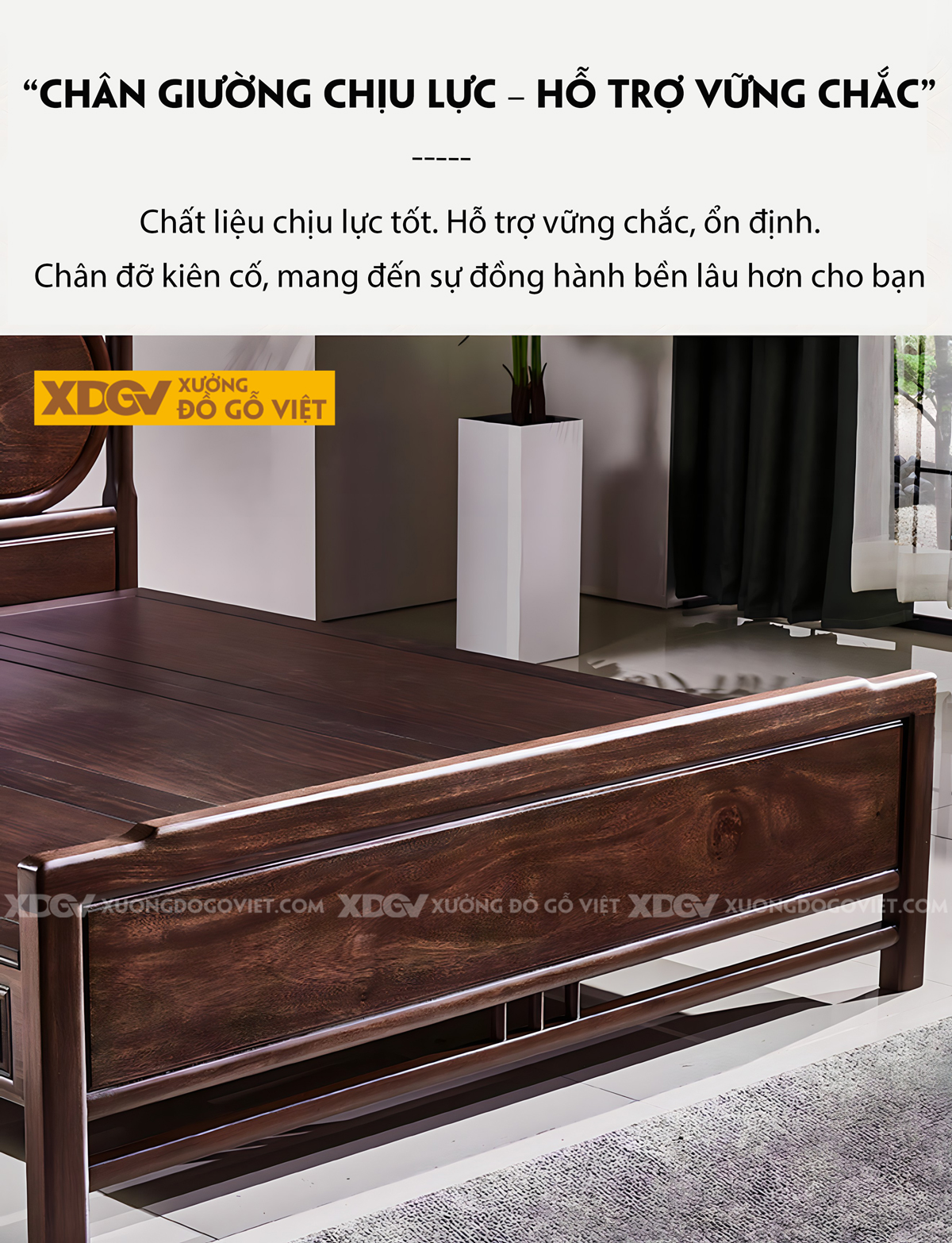 Giường Ngủ Gỗ Lim Hiện Đại Á Đông Đầu Khung Pano Viền Cong