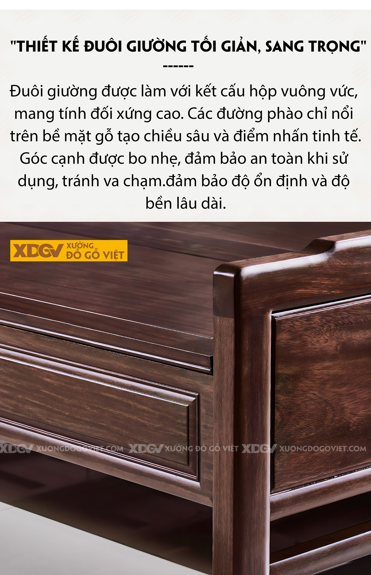 Giường Ngủ Gỗ Lim Hiện Đại Á Đông Đầu Khung Pano Viền Cong