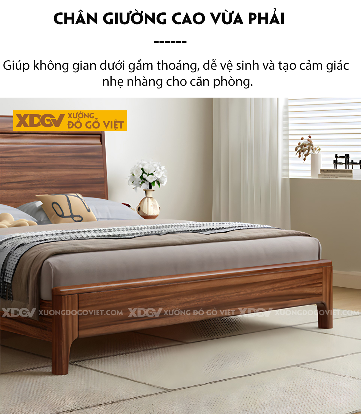 Giường Ngủ Gỗ Lim Hiện Đại Đầu Pano Kết Cấu Liền Mạch