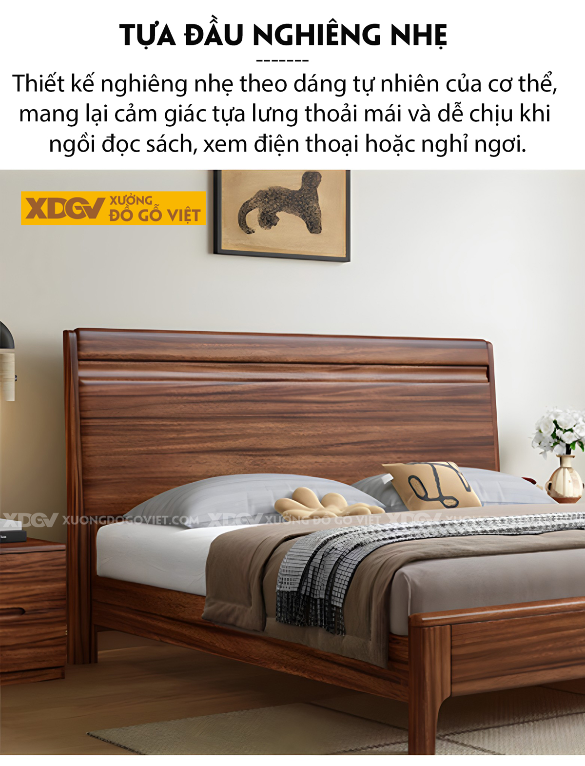 Giường Ngủ Gỗ Lim Hiện Đại Đầu Pano Kết Cấu Liền Mạch