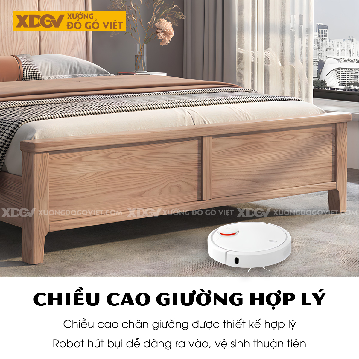 Giường Ngủ Gỗ Sồi Hiện Đại Japandi Mộc Mạc Đa Dạng Thiết Kế