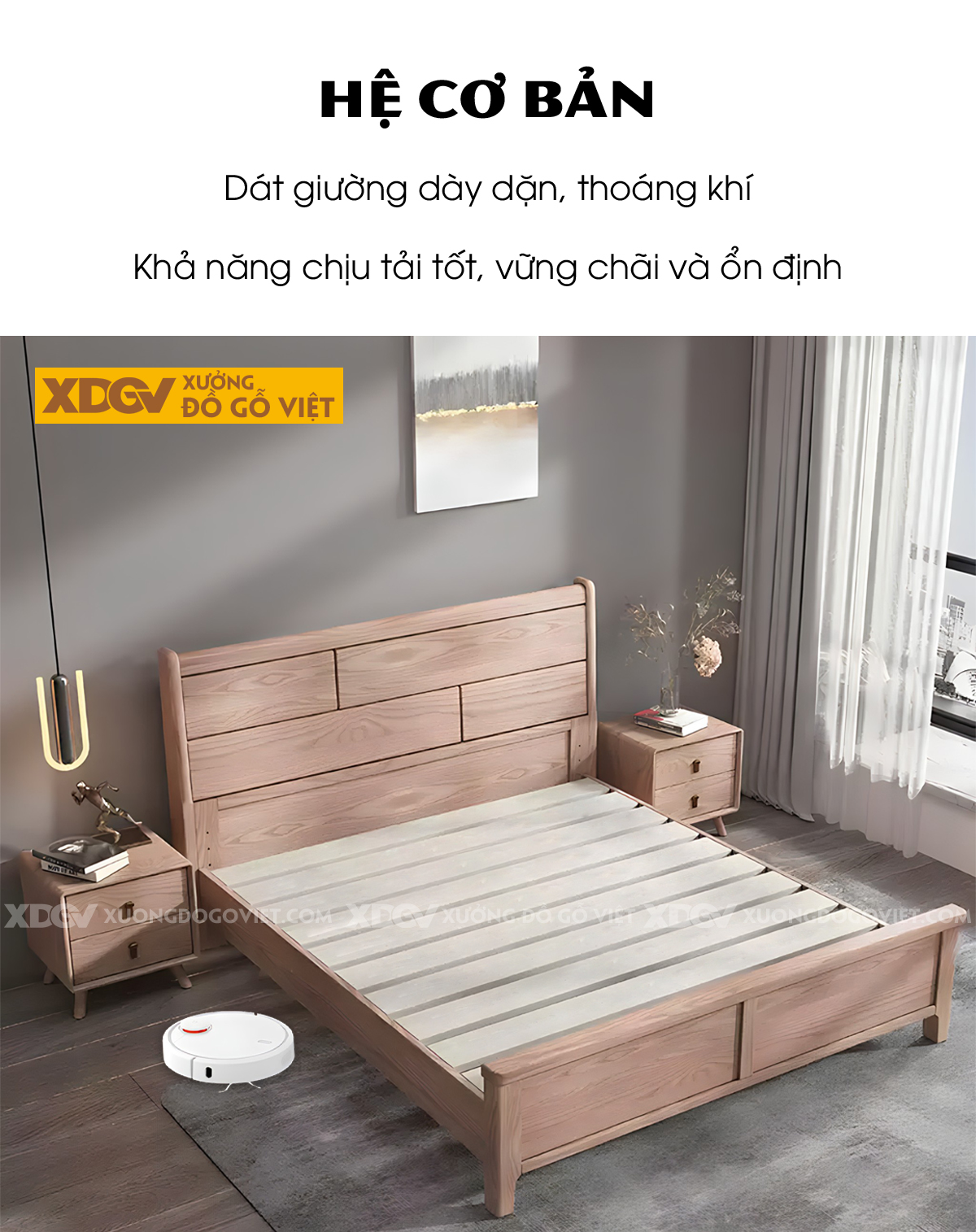 Giường Ngủ Gỗ Sồi Hiện Đại Japandi Mộc Mạc Đa Dạng Thiết Kế