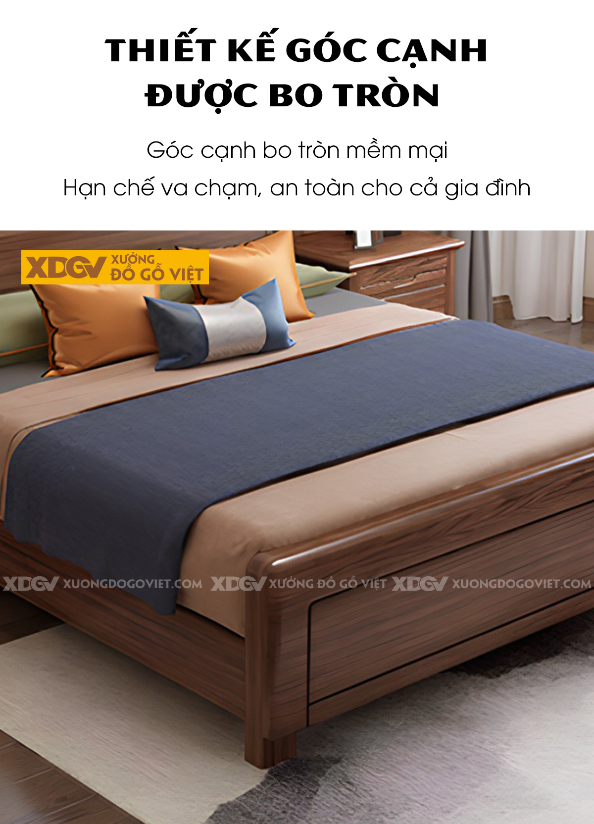 Giường Ngủ Gỗ Sồi Tự Nhiên Kẻ Rãnh Họa Tiết Nghệ Thuật