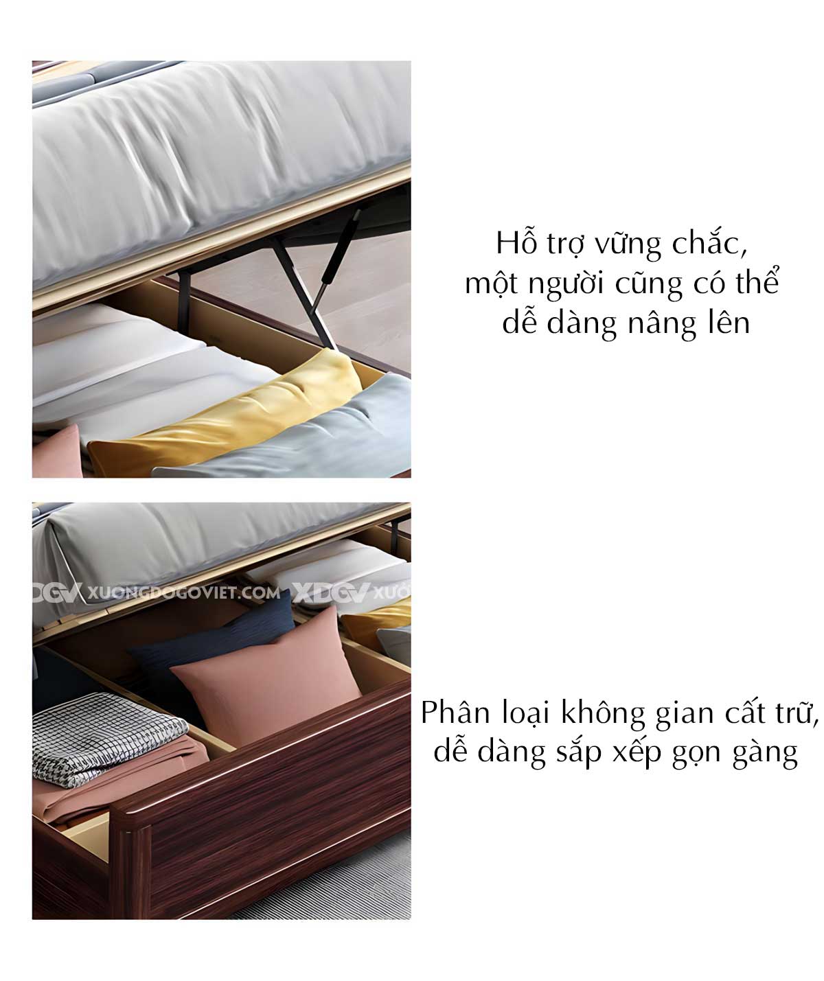 Giường Ngủ Gỗ Tự Nhiên Căm Xe Á Đông Đầu Bọc Nệm Kẻ Chỉ Dọc