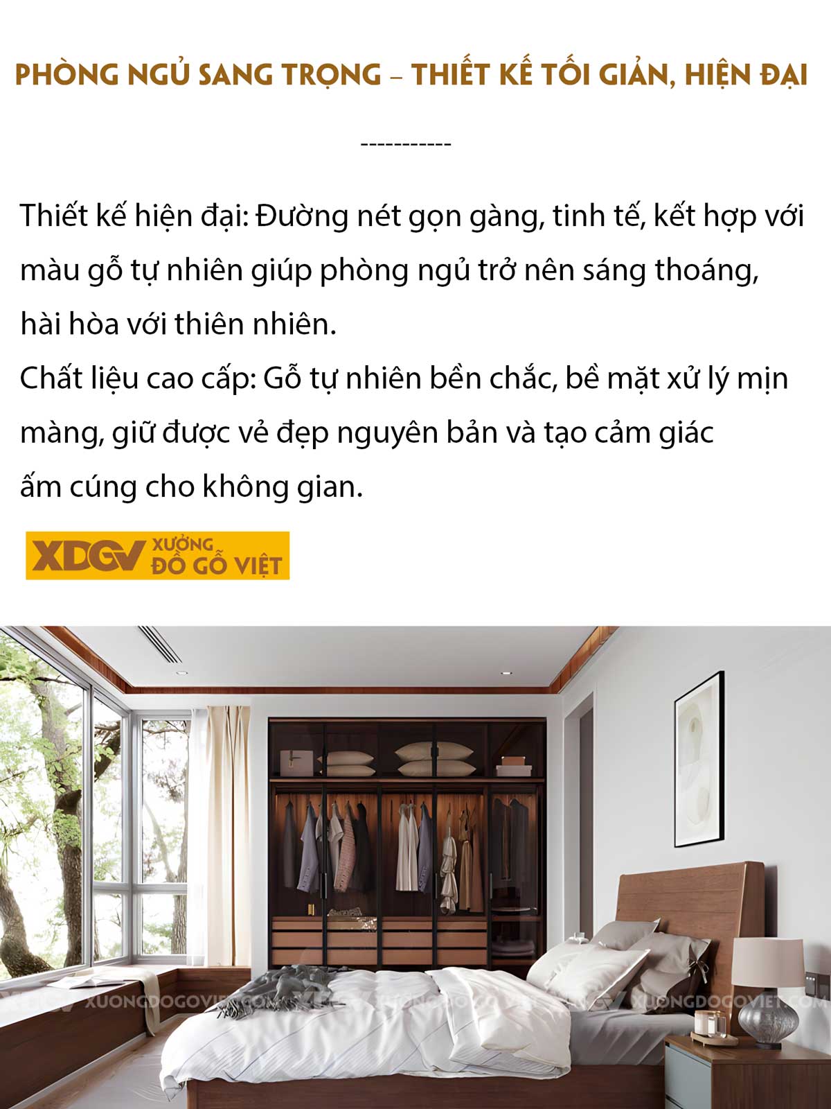 Giường Ngủ Gỗ Veneer Óc Chó Hiện Đại Tối Giản Đầu Rãnh Ngang