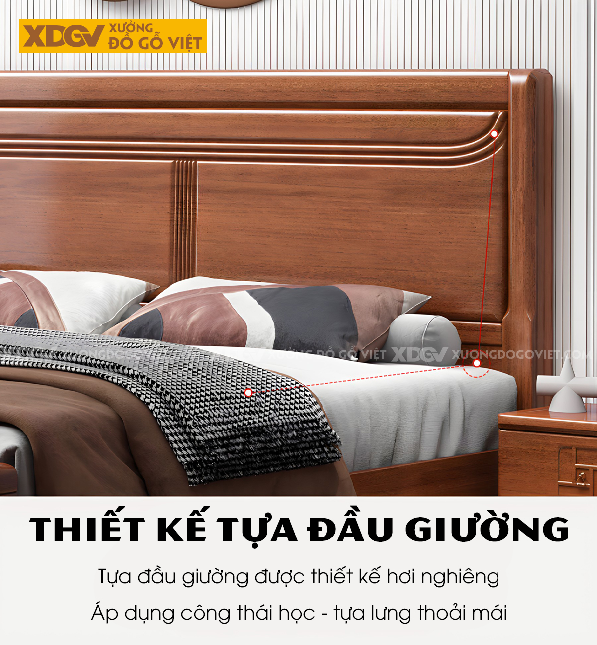 Giường Ngủ Gỗ Xoan Đào Đầu Kẻ Rãnh Khắc Chìm Nghệ Thuật